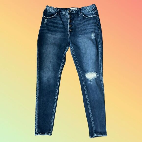 KanCan Distressed Skinny Fit Button Fly Jeans Size 15 28x27 #234 - Picture 7 of 8